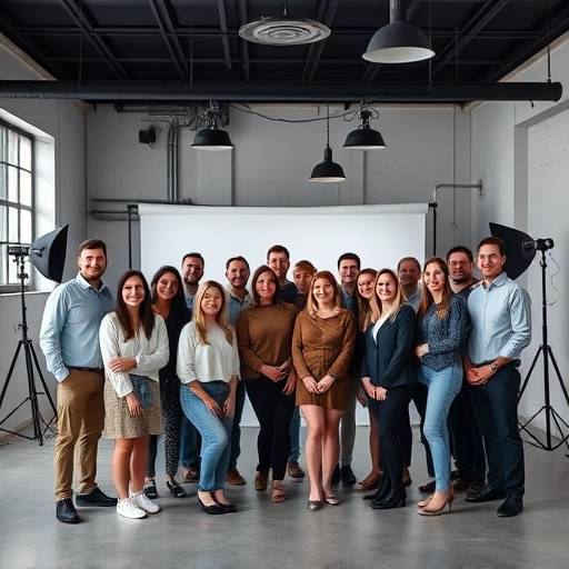 A group portrait being captured with ample space in The Loft