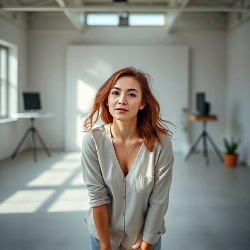 Creative portraiture utilizing the open space and natural light of The Minimalist studio